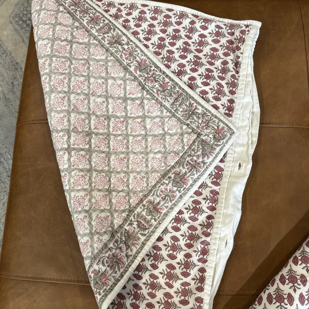 Pottery Barn Amalia Block Print EURO Sham Lot Of 2 Boho 26x26” 2